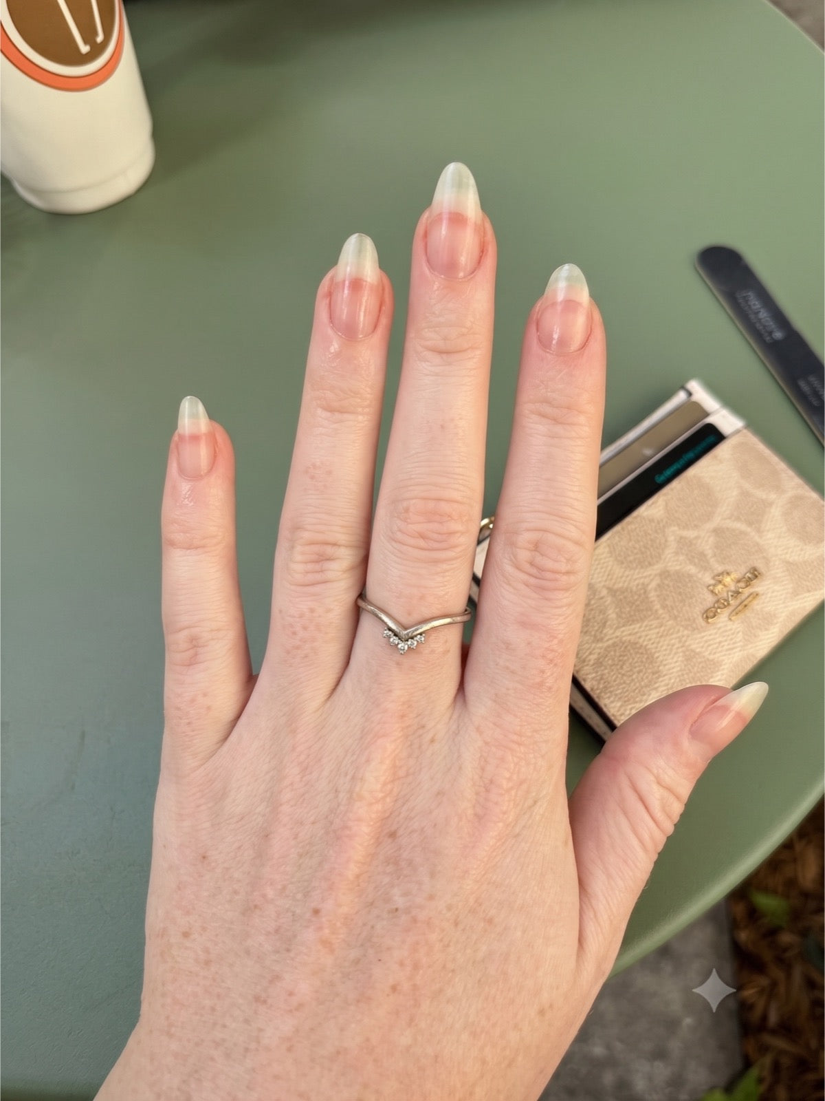 My own nails at week 12 of the grow-back, 12 April 2024