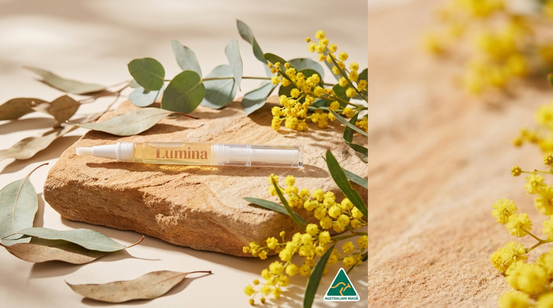 Lumina Beauty nail oil pens on a salon front counter